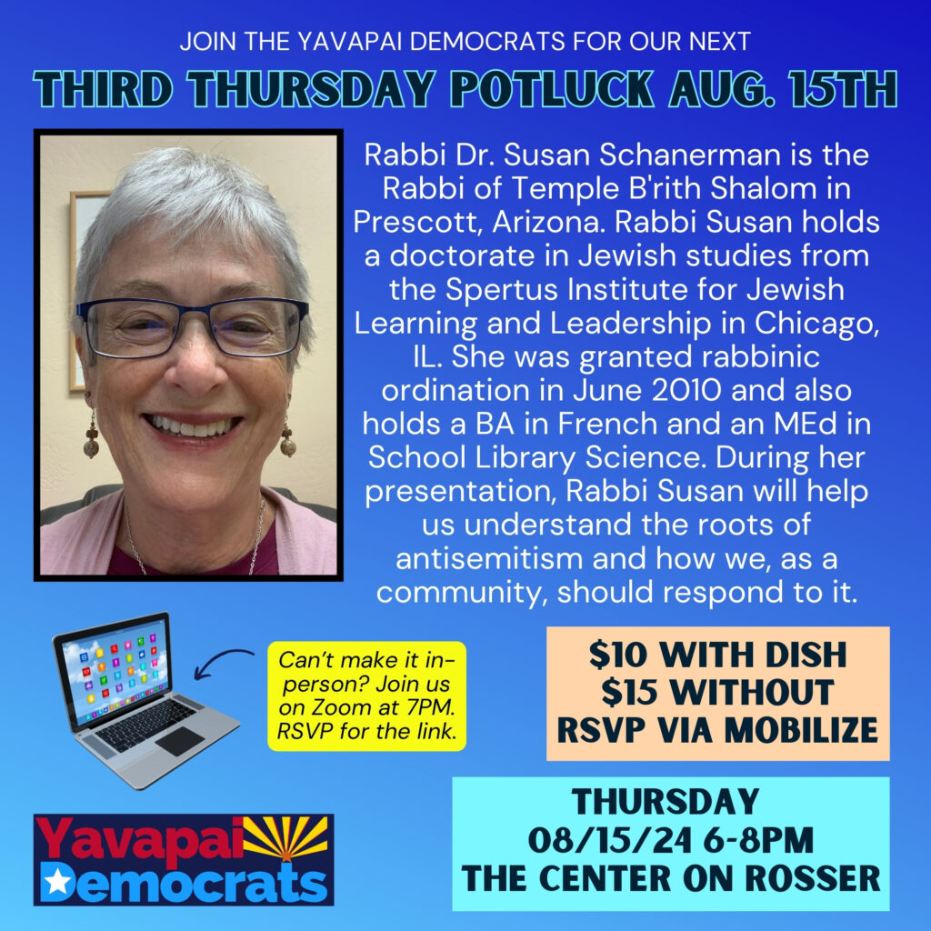August monthly meeting potluck yavapai county democratic party